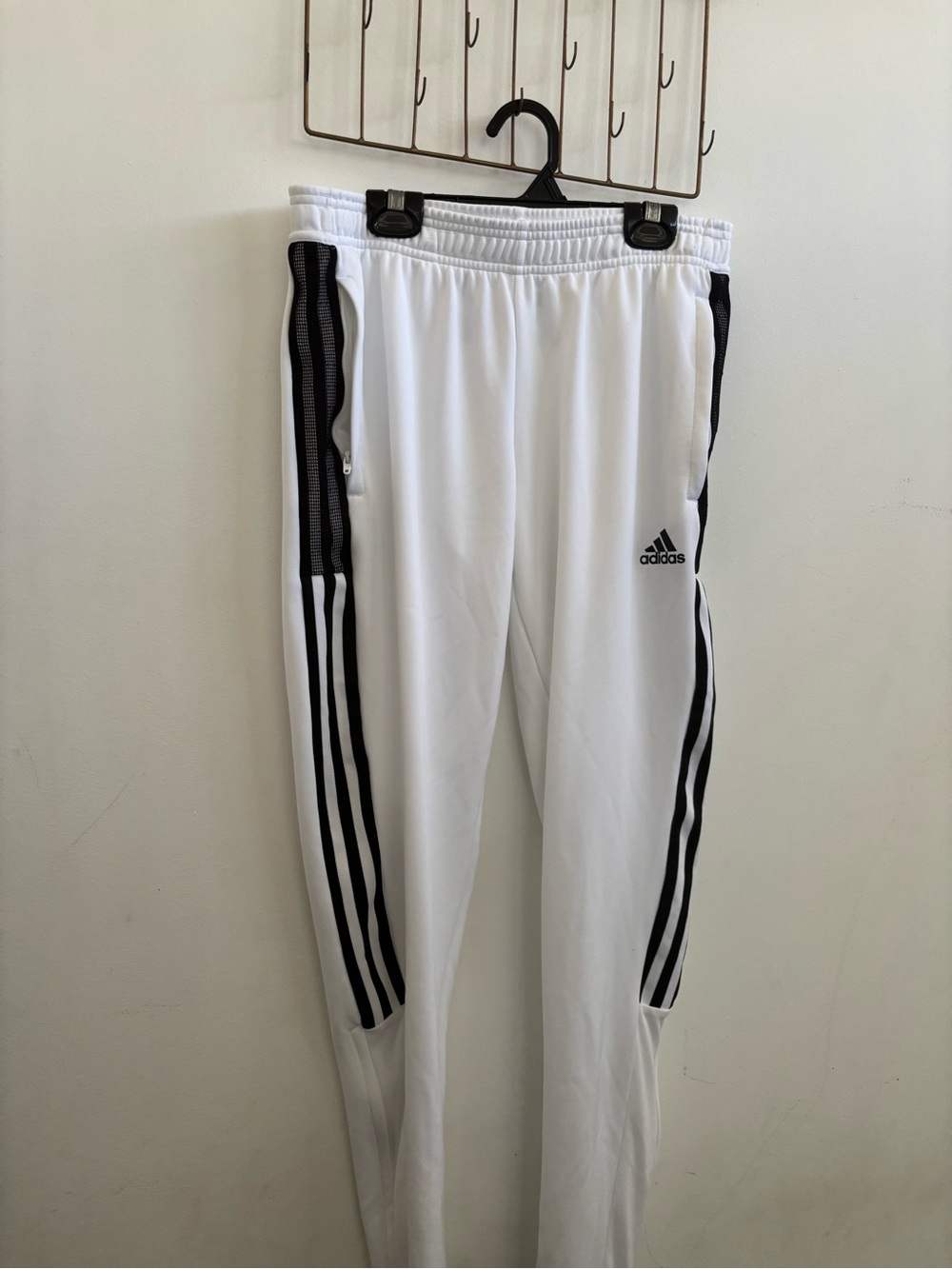 adidas White Joggers with Black Three-Stripe Detail